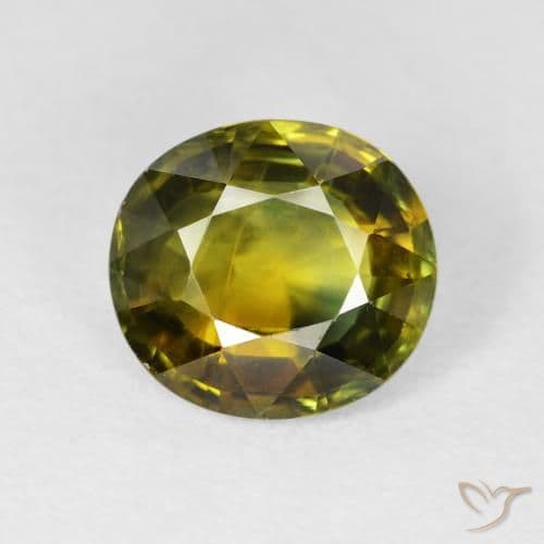 3.42ct Natural Warm Green Sapphire, Oval Cut, 9.4x8.6 mm