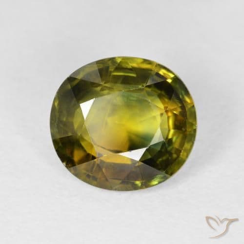 3.42ct Natural Warm Green Sapphire, Oval Cut, 9.4x8.6 mm