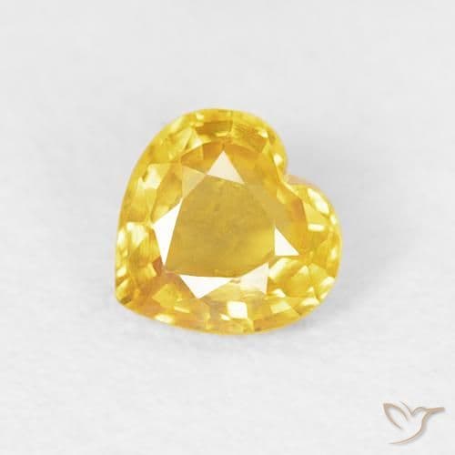 0.38ct Golden Orange Sapphire, Heart Shape, 4.6x4.4 mm