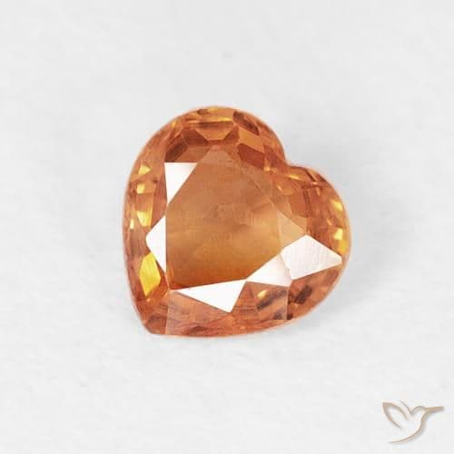 0.41ct Amber Orange Sapphire, Heart Shape, 4.6x4.5 mm