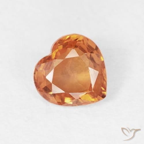 0.41ct Amber Orange Sapphire, Heart Shape, 4.6x4.5 mm