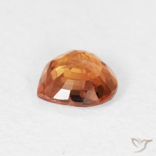 0.41ct Amber Orange Sapphire, Heart Shape, 4.6x4.5 mm