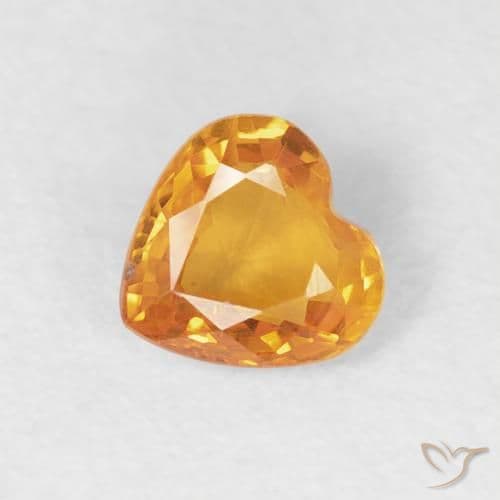 0.44ct Medium Orange Sapphire, Heart Shape, 4.7x4.6 mm