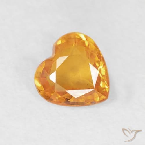 0.44ct Medium Orange Sapphire, Heart Shape, 4.7x4.6 mm