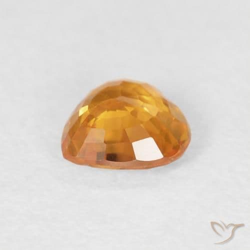 0.44ct Medium Orange Sapphire, Heart Shape, 4.7x4.6 mm