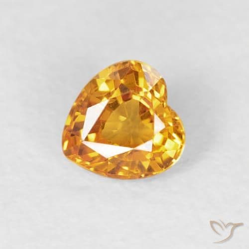 0.40ct Natural Orange-Gold Sapphire, Heart Shape, 4.3x4.2 mm
