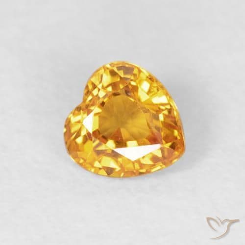 0.40ct Natural Orange-Gold Sapphire, Heart Shape, 4.3x4.2 mm