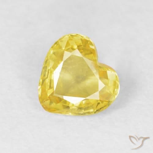 0.43ct Medium Yellow Sapphire, Heart Shape, 4.8x4.6 mm