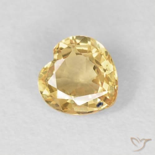 0.47ct Light Yellow Sapphire, Heart Shape, 4.6x4.6 mm