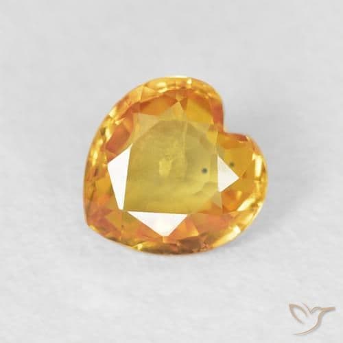 0.41ct Medium Orange Sapphire, Heart Shape, 4.7x4.6 mm