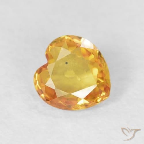 0.41ct Medium Orange Sapphire, Heart Shape, 4.7x4.6 mm