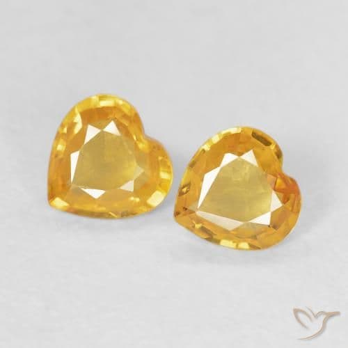 0.61ct Golden Orange Sapphire, Heart Shape, 4.6x4.5 mm