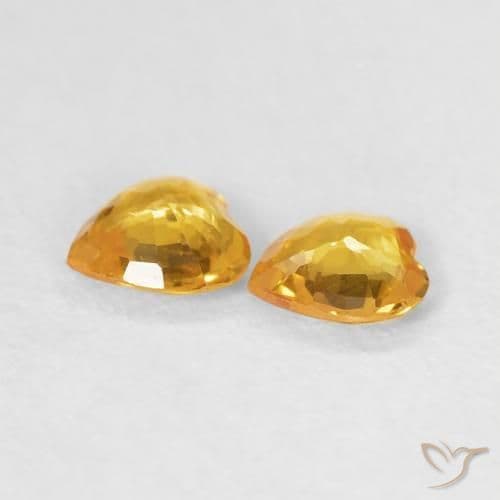 0.61ct Golden Orange Sapphire, Heart Shape, 4.6x4.5 mm