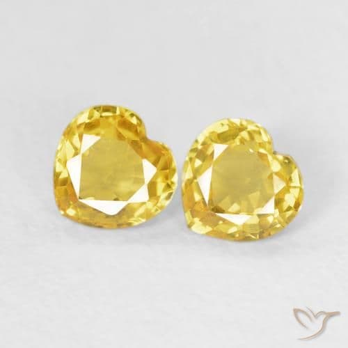 0.79ct Natural Yellow Sapphire, Heart Shape, 4.6x4.4 mm