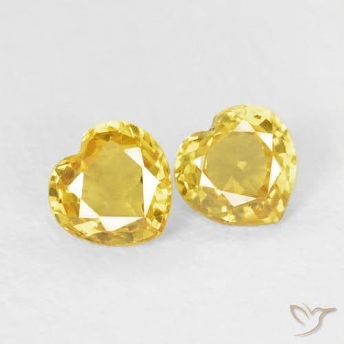 0.79ct Natural Yellow Sapphire, Heart Shape, 4.6x4.4 mm