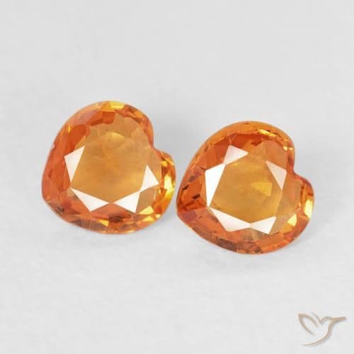 0.66ct Medium Orange Sapphire, Heart Shape, 4.5x4.5 mm