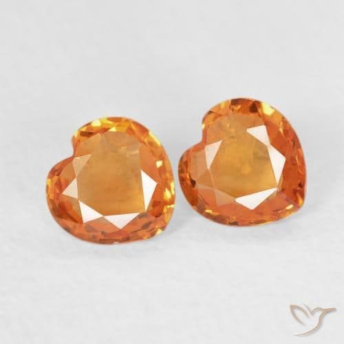 0.66ct Medium Orange Sapphire, Heart Shape, 4.5x4.5 mm