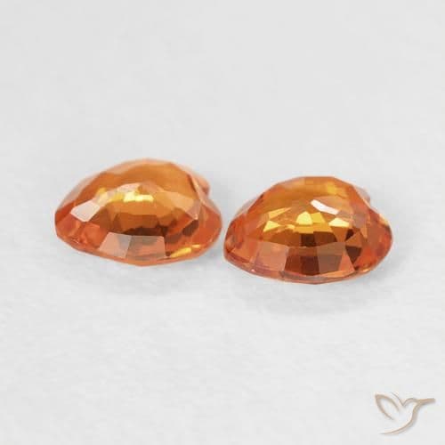 0.66ct Medium Orange Sapphire, Heart Shape, 4.5x4.5 mm