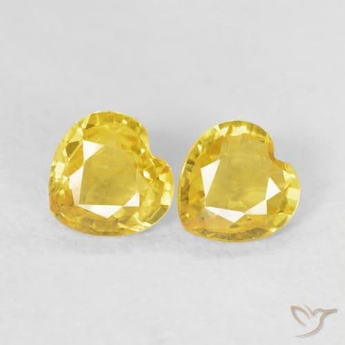 0.73ct Natural Yellow Sapphire, Heart Shape, 4.5x4.4 mm