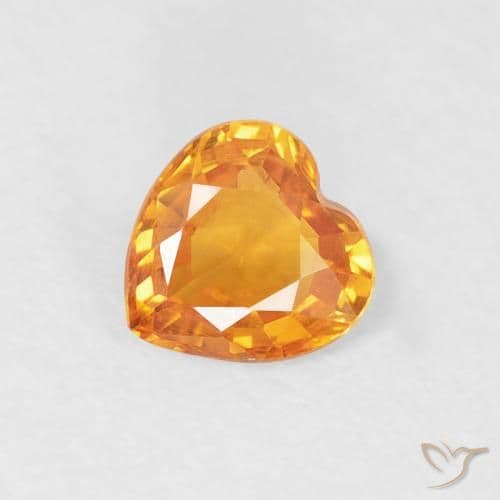 0.40ct Medium Orange Sapphire, Heart Shape, 4.7x4.6 mm