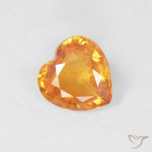 0.40ct Medium Orange Sapphire, Heart Shape, 4.7x4.6 mm
