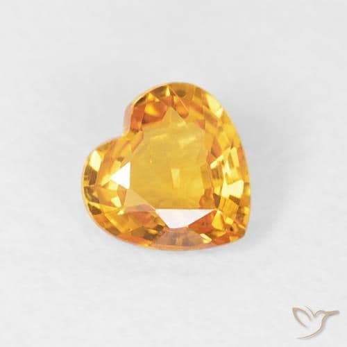 0.43ct Medium Orange Sapphire, Heart Shape, 4.7x4.7 mm