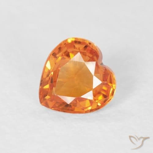 0.33ct Reddish Orange Sapphire, Heart Shape, 4.4x4.4 mm