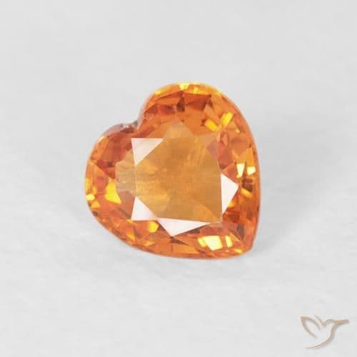 0.33ct Reddish Orange Sapphire, Heart Shape, 4.4x4.4 mm