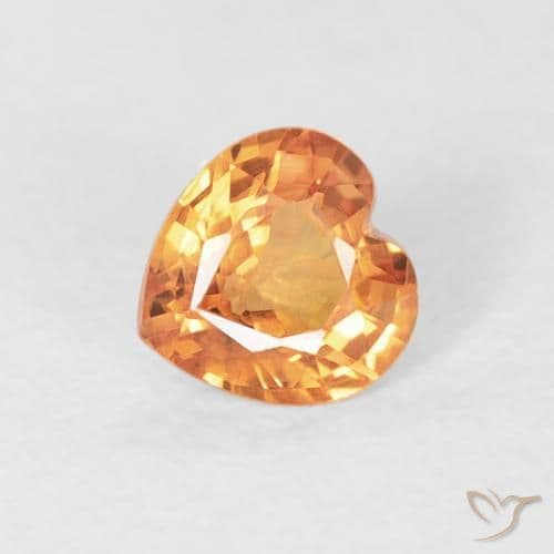 0.41ct Intense Orange Sapphire, Heart Shape, 4.5x4.5 mm