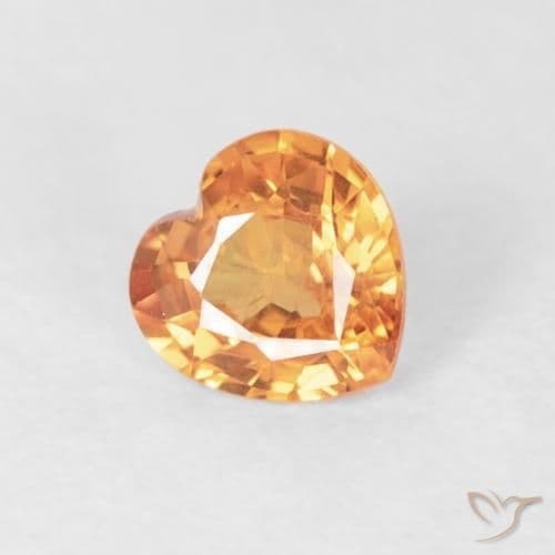 0.41ct Intense Orange Sapphire, Heart Shape, 4.5x4.5 mm