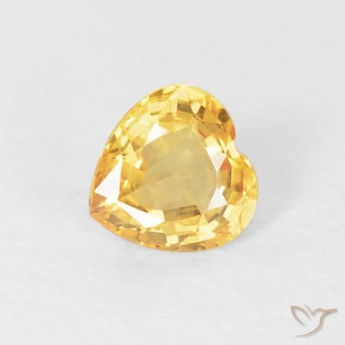 0.48ct Golden Orange Sapphire, Heart Shape, 4.7x4.6 mm