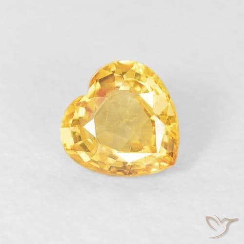 0.48ct Golden Orange Sapphire, Heart Shape, 4.7x4.6 mm
