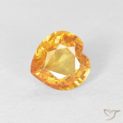 0.45ct Natural Orange-Gold Sapphire, Heart Shape, 4.6x4.6 mm