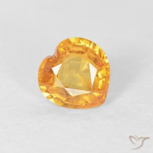 0.45ct Natural Orange-Gold Sapphire, Heart Shape, 4.6x4.6 mm