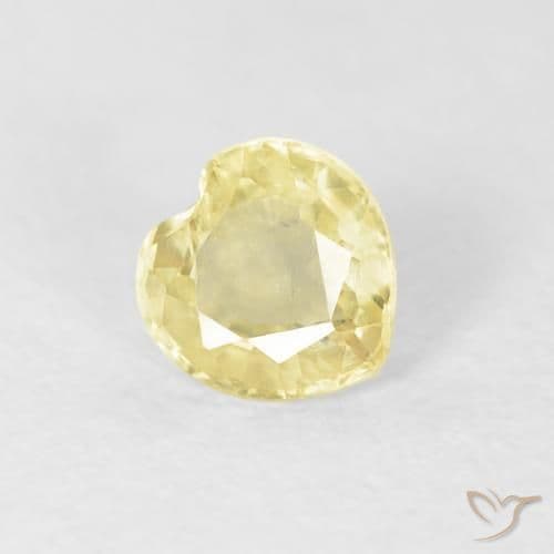0.45ct Light Yellow Sapphire, Heart Shape, 4.6x4.5 mm