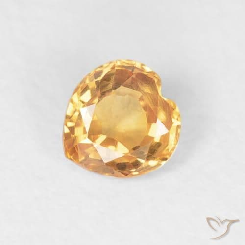 0.46ct Natural Golden Sapphire, Heart Shape, 4.7x4.5 mm