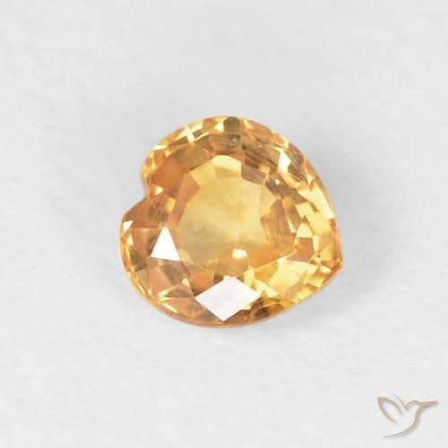 0.46ct Natural Golden Sapphire, Heart Shape, 4.7x4.5 mm