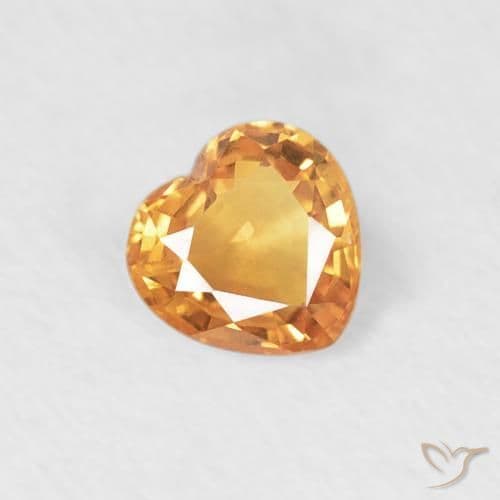 0.36ct Intense Orange Sapphire, Heart Shape, 4.5x4.4 mm
