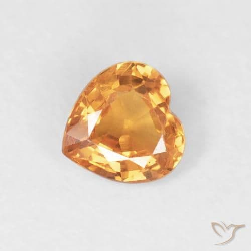 0.43ct Bright Orange Sapphire, Heart Shape, 4.6x4.6 mm