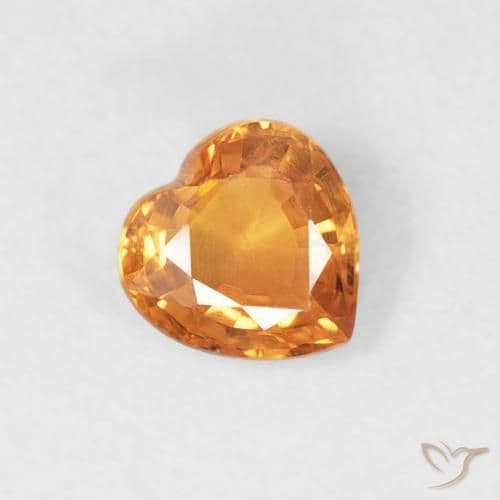 0.43ct Bright Orange Sapphire, Heart Shape, 4.6x4.6 mm