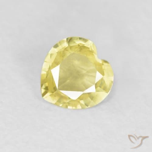 0.34ct Light Yellow Sapphire, Heart Shape, 4.5x4.5 mm