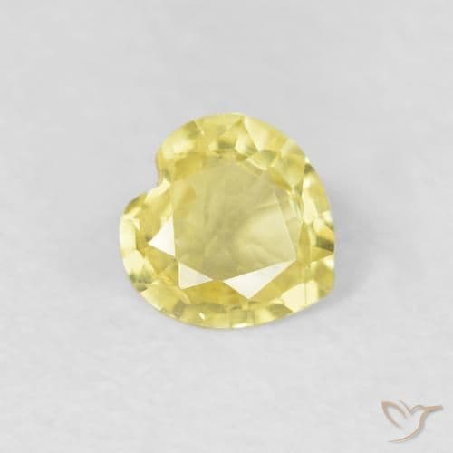 0.34ct Light Yellow Sapphire, Heart Shape, 4.5x4.5 mm