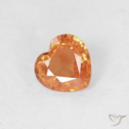 0.36ct Medium Orange Sapphire, Heart Shape, 4.5x4.4 mm