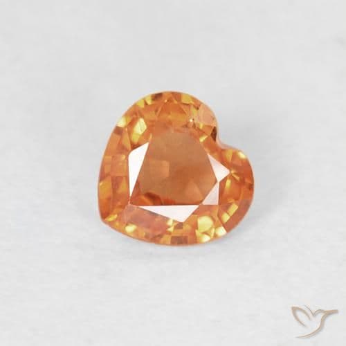 0.36ct Medium Orange Sapphire, Heart Shape, 4.5x4.4 mm