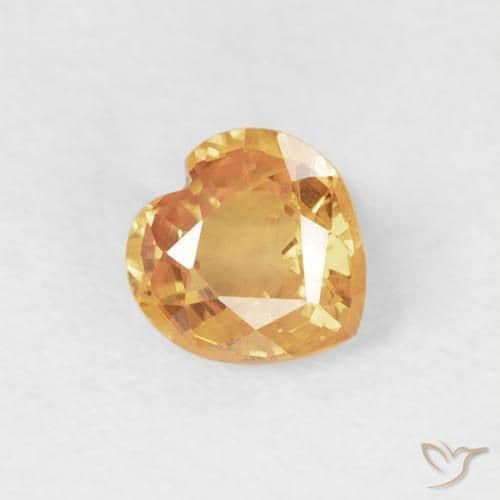 0.41ct Natural Orange-Gold Sapphire, Heart Shape, 4.6x4.5 mm