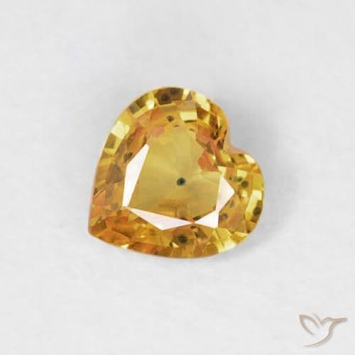 0.35ct Medium Orange-Gold Sapphire, Heart Shape, 4.5x4.4 mm