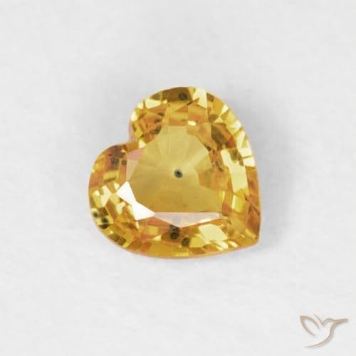 0.35ct Medium Orange-Gold Sapphire, Heart Shape, 4.5x4.4 mm