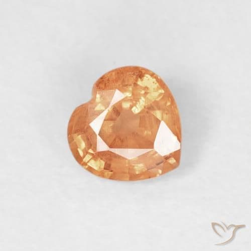 0.45ct Medium Orange Sapphire, Heart Shape, 4.6x4.6 mm