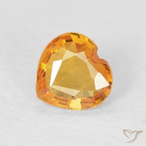 0.42ct Natural Orange-Gold Sapphire, Heart Shape, 4.9x4.7 mm
