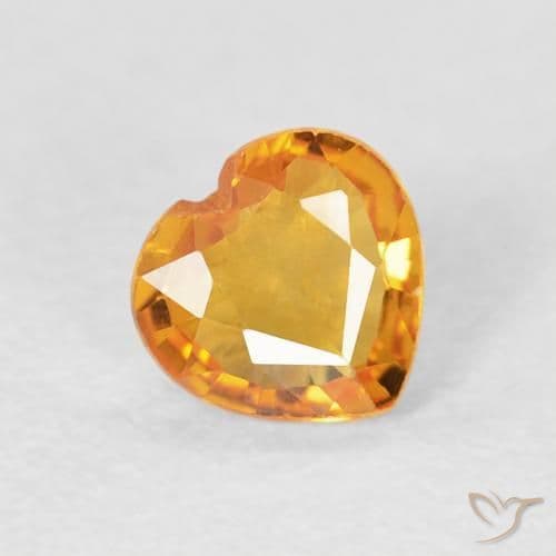0.42ct Natural Orange-Gold Sapphire, Heart Shape, 4.9x4.7 mm